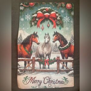 Garden Flag Christmas Horses 12" x 18" NWOT